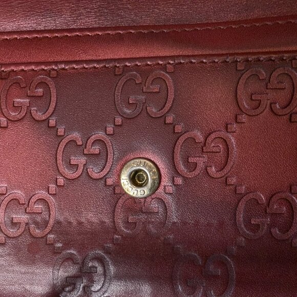 Gucci, Guccissima Leather Long Wallet with Interlocking Heart Logo, Dark Red - Picture 9 of 14
